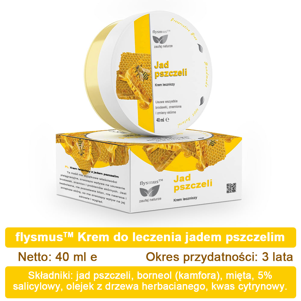 ✅flysmus™ Krem leczniczy z jadem pszczelim🐝: Leczenie egzemy, łuszczycy, trądziku, trądziku różowatego, infekcji grzybiczych, brodawek